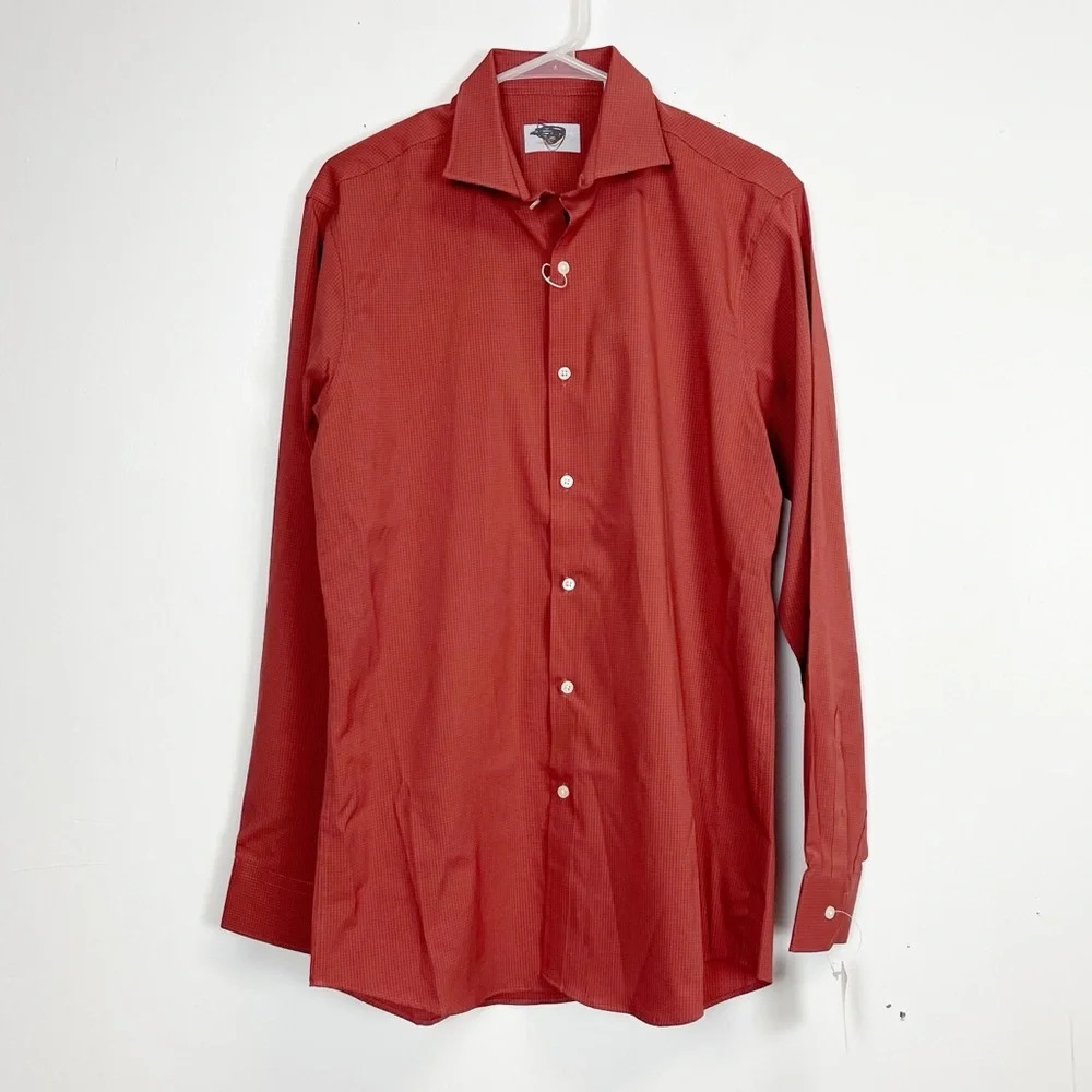 NEW Perry Ellis Portfolio Shirt Mens 15.5 34-35 Red Long Sleeve Plaid NWT